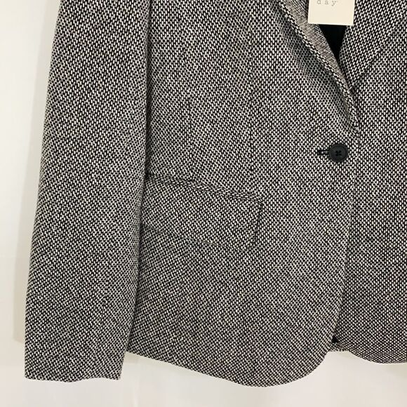 A new day Gray and Black Puff Sleeve Tweed Blazer - Picture 2 of 7